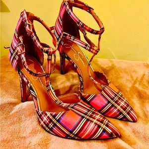 Jessica Simpson Pyllah Pink Plaid Heels